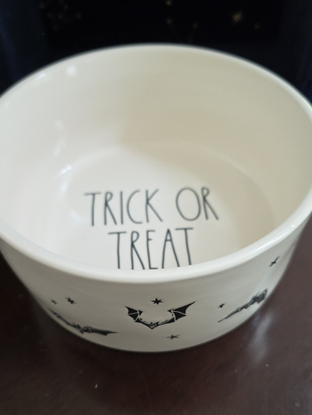 Rae Dunn "Trick or Treat" Ceramic Serving Bowl Or Pet Dish